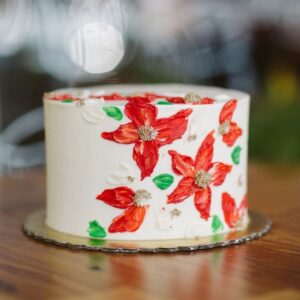 Poinsettia Buttercream Cake